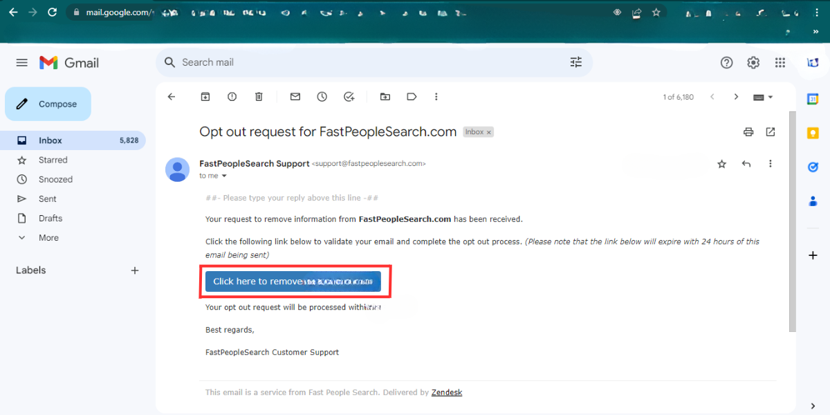 Email from Fastpeoplesearch