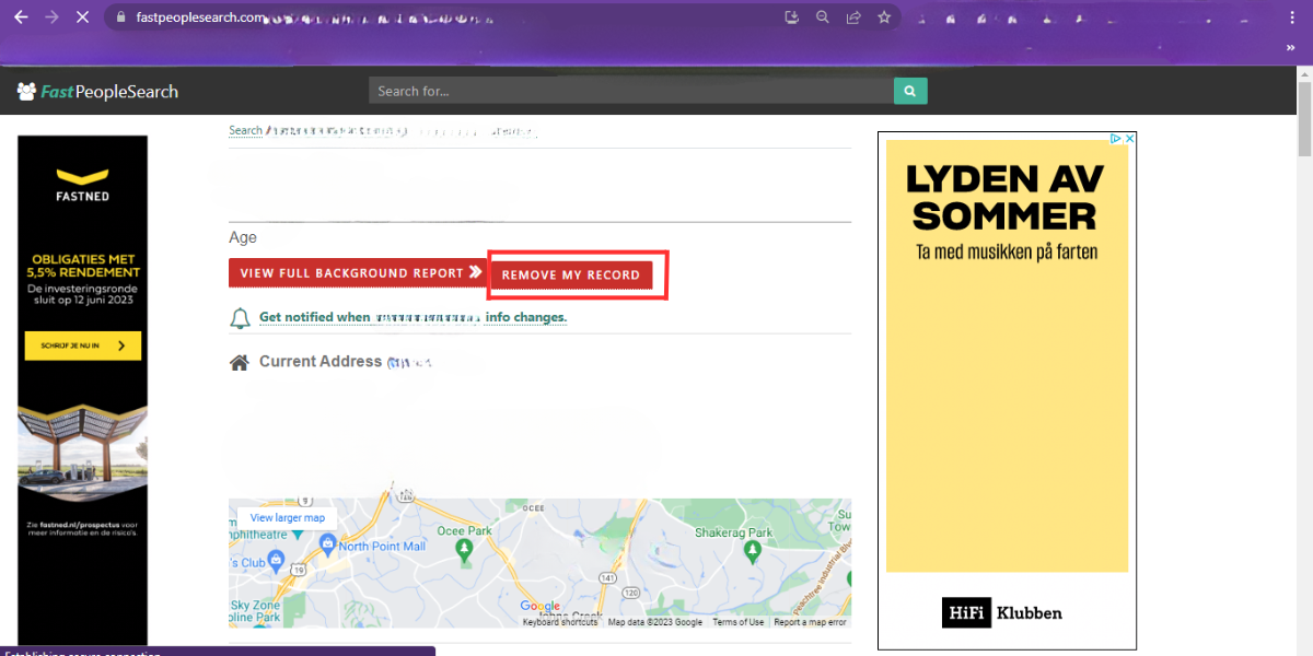 remove my record on faspeoplesearch