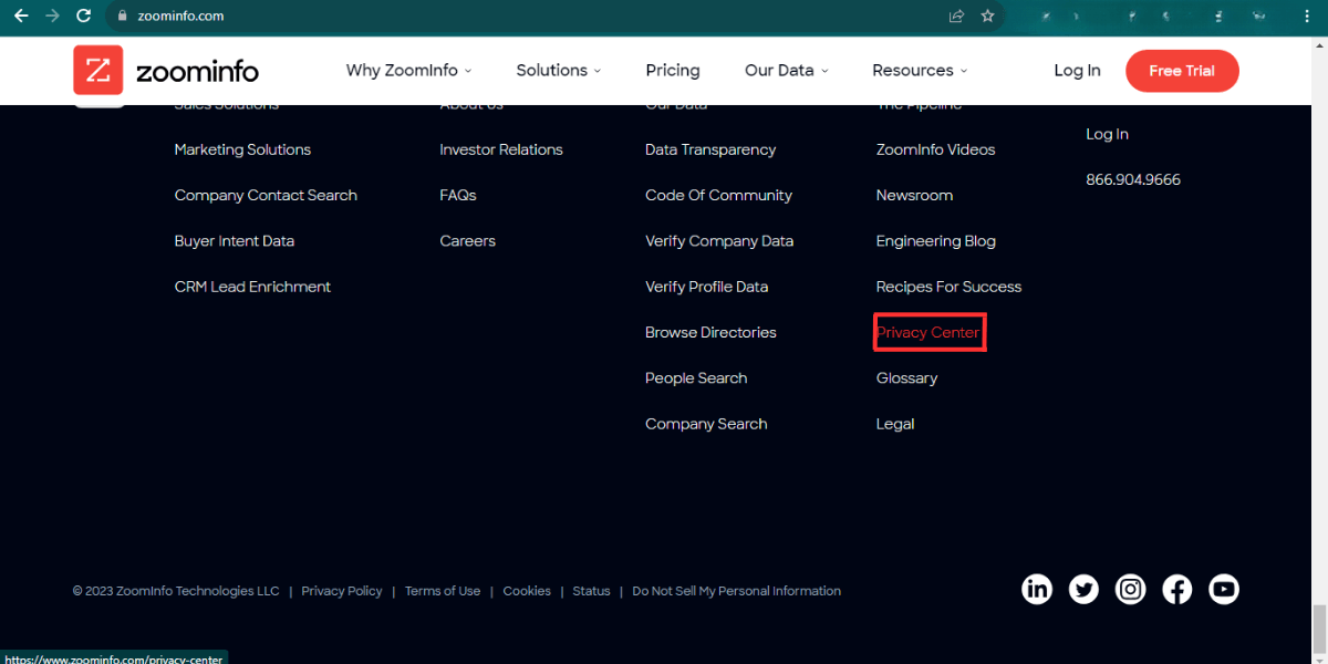 go to privacy centre for Zoominfo