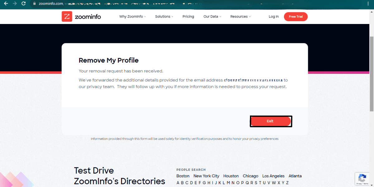 how to remove info from zoominfo