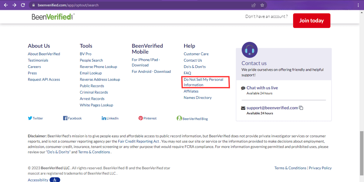 don't sell my personal data on beenverified