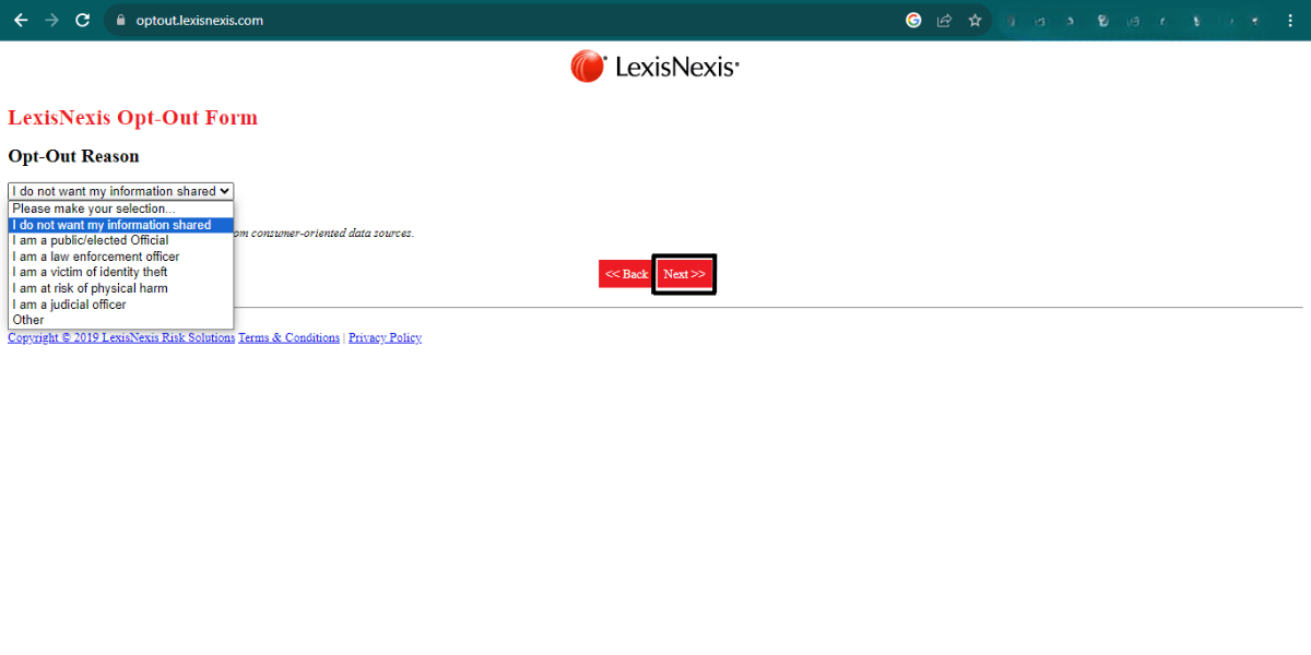 I dont want to share my info on LexisNexis