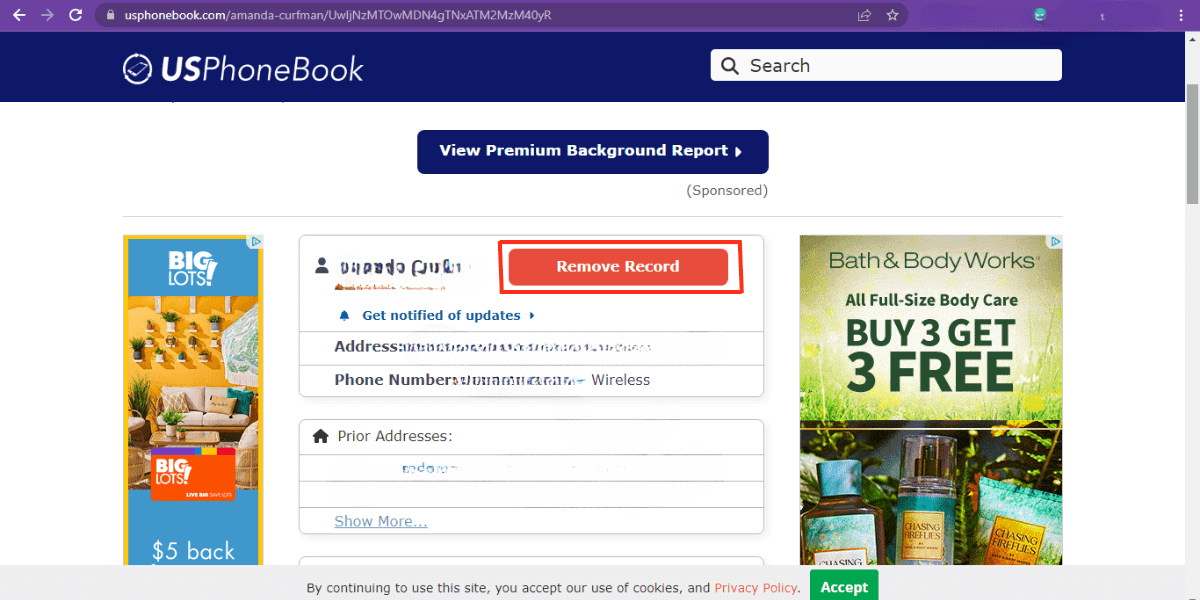 Remove Record Button on USPhoneBook